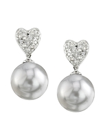 South Sea Pearl & Diamond Heart-Shaped Earrings