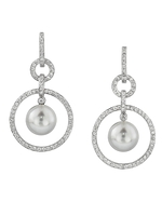 South Sea Pearl & Diamond Hoop Earrings