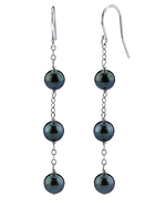 Black Akoya Triple Drop Pearl Earring 