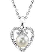 Akoya Pearl Heart-Shaped Diamond Pendant- Choose Your Pearl Color