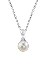 Akoya Pearl Double Diamond Pendant- Choose Your Pearl Color