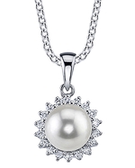 Akoya Pearl & Diamond Solar Pendant- Choose Your Pearl Color