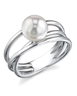 14kt Gold Akoya Pearl Orbit Ring- Choose Your Pearl Color