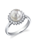 Akoya Pearl & Diamond Solar Ring- Choose Your Pearl Color