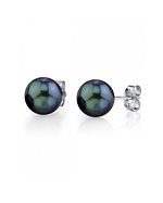 7.5-8.0mm Black Akoya Pearl Stud Earrings