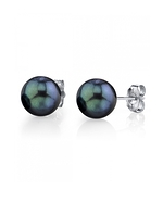 8.0-8.5mm Black Akoya Pearl Stud Earrings