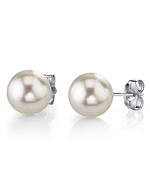 9.5-10.0mm White Akoya Pearl Stud Earrings