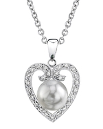 South Sea Pearl & Diamond 9mm Heart Shaped Pendant