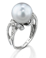 White South Sea Pearl & Diamond Swirl Ring