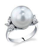 South Sea Pearl & Diamond Floral Ring