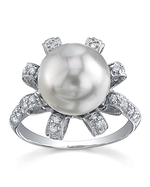 South Sea Pearl & Diamond Blossom Ring