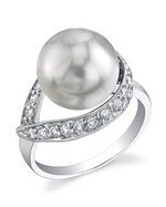 South Sea Pearl & Diamond Crescent Ring