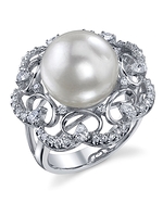 White South Sea Diamond & Pearl Barbara Ring