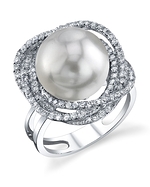 South Sea Pearl & Diamond Braided Ring
