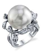 South Sea Pearl & Diamond Flower Ring