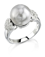 South Sea Pearl & Diamond Heart-Shape Ring