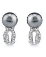 Tahitian Pearl Diamond Leverback Earrings