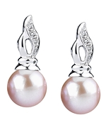 9mm Pink Cultured Pearl Wave Earrings