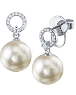 Freshwater Pearl & Diamond Joyce Earrings