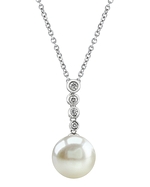 Freshwater Pearl & Diamond Links Pendant- Choose Your Pearl Color