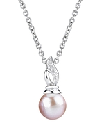 9mm Freshwater Pearl & Diamond Wave Pendant
