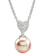 Heart-Shape Freshwater Pearl & Diamond Pendant