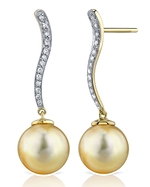 Golden Pearl & Diamond Celeste Earrings