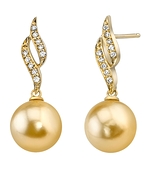 Golden South Sea Pearl & Diamond Suzanna Earrings