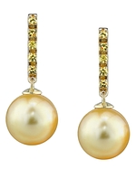 Golden Pearl and Sapphire Earrings