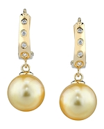Golden Pearl & Diamond Hayley Earrrings