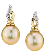 Golden South Sea Pearl Wave Earrings