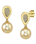 Golden Pearl & Diamond Alexandra Earrings
