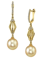 Golden South Sea Pearl & Diamond Arianna Earrings