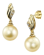 Golden Pearl & Diamond Lily Earrings