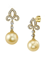 Golden Pearl & Diamond Caroline Earrings