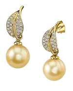Golden Pearl & Diamond Eva Earrings