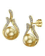 Golden Pearl & Diamond Layla Earrings