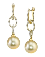 Golden Pearl & Diamond Lucy Earrings
