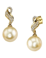 Golden South Sea Pearl & Diamond Melanie Earrings
