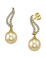 Golden Pearl & Diamond Olivia Earrings