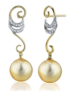 Golden Pearl & Diamond Opera Earrings