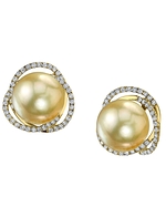 Golden Pearl & Diamond Skylar Earrings