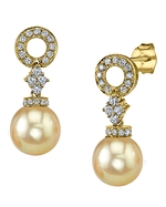 Golden Pearl & Diamond Vanessa Earrings