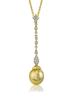 Golden South Sea Pearl & Diamond Rain Pendant