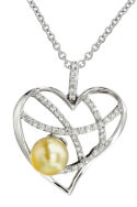 Stunning Golden South Sea Pearl and Diamond Passion Pendant
