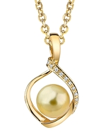 Golden Pearl & Diamond Alexis Pendant