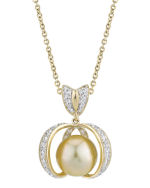 Golden South Sea Pearl and Diamond Throne Pendant