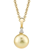Golden Pearl & Diamond Stud Pendant