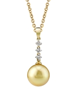 Golden Pearl & Diamond Trifecta Pendant