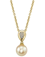 Golden Pearl & Diamond Alexandra Pendant